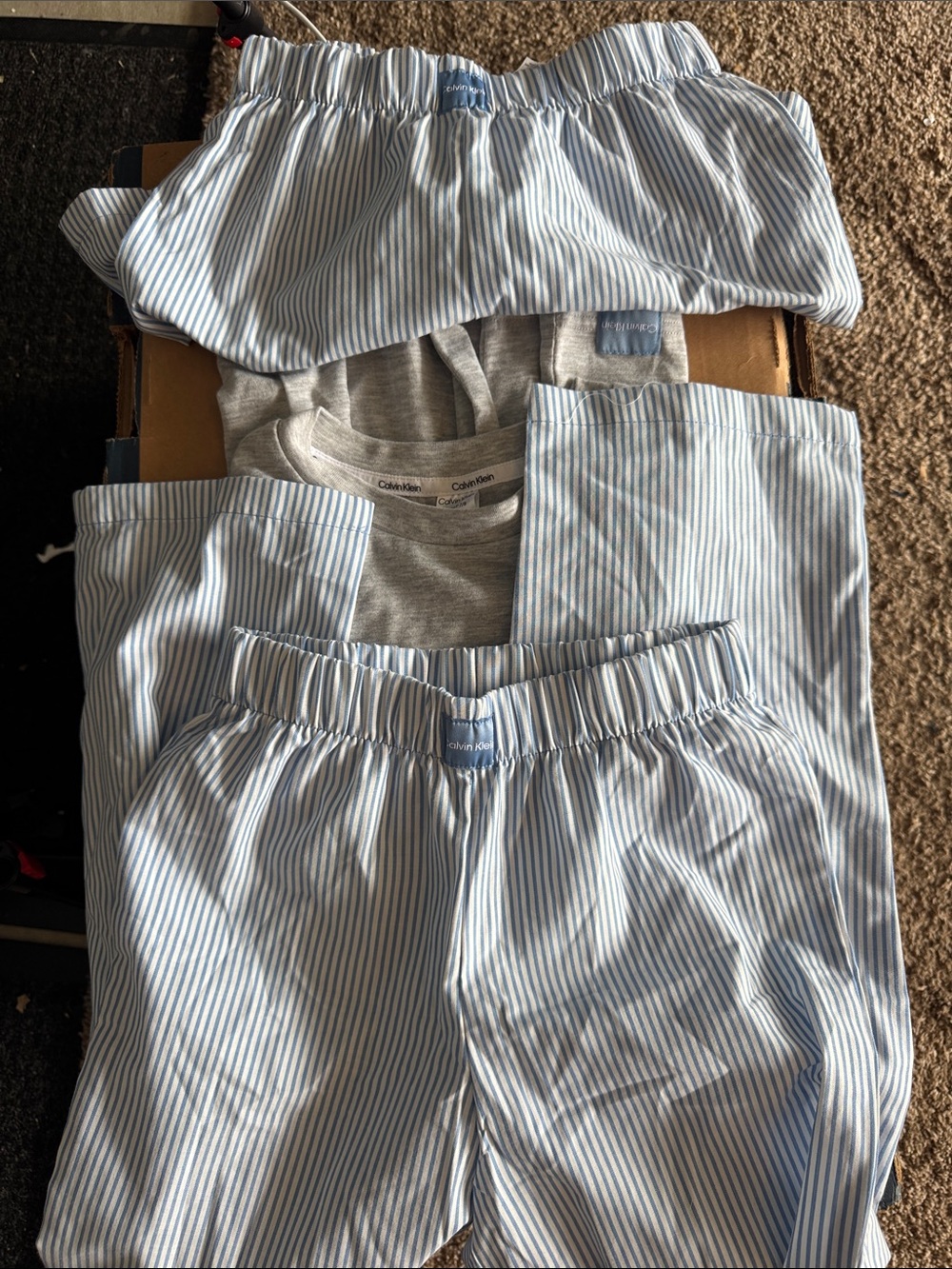 Calvin Klein kids Light Blue & White Striped Lounge 3 piece set